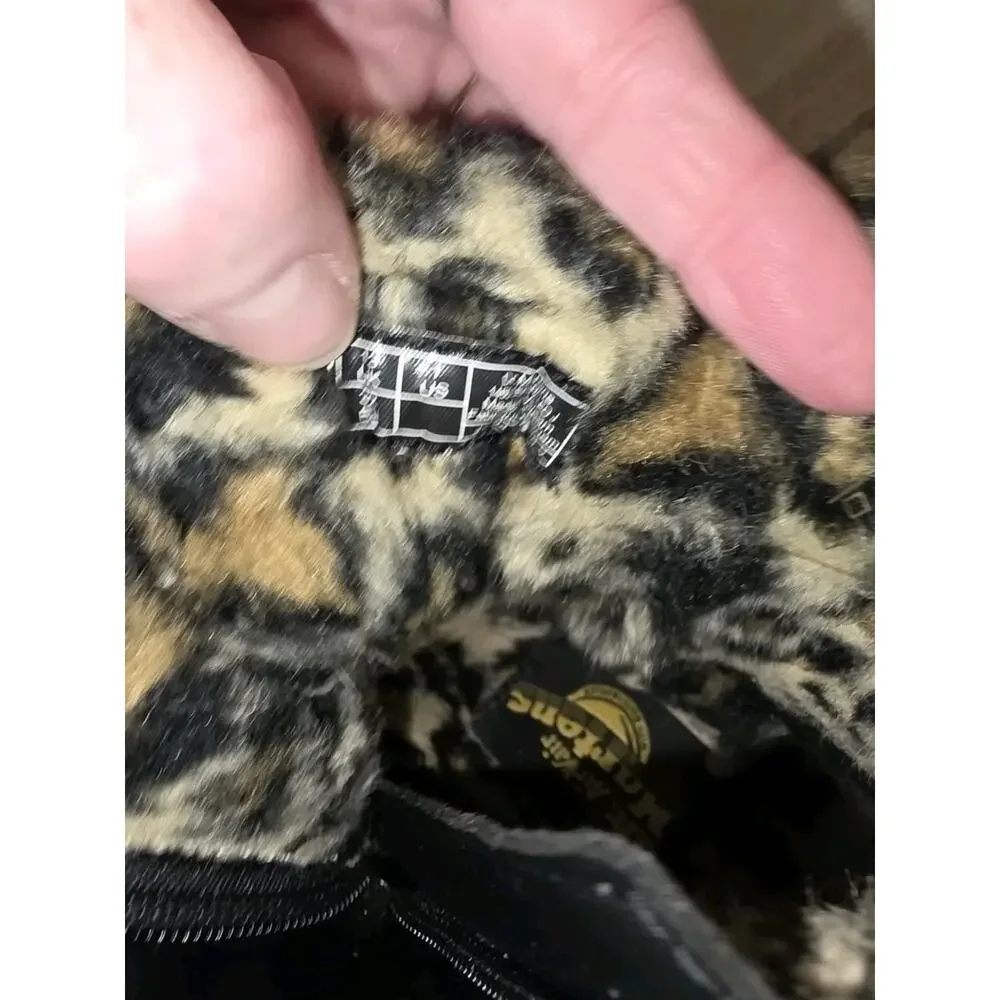 Dr. Martens Serena Leopard Faux Fur Boots Girls Size 1 Doc Martens Side Zip
